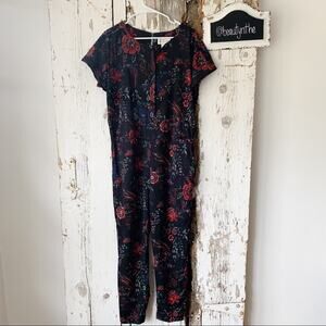 Isani for target black floral button front jumpsuit